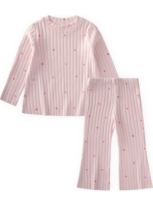 Cigit Desenli Fitilli Pijama Takımı 1-7 Yaş Pudra Pembe