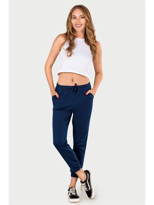 Obje Kadın Lacivert Iki Iplik Slimfit Paça Alt