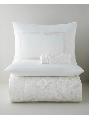 English Home Elegance Fleure Pamuk Çarşaflı Çift Kişilik Nevresim Takımı 200X220 cm Bej