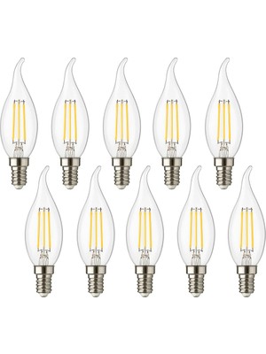 Astraltech 4W E14 Kıvrık LED Mum Ampul – 35W Eşdeğer, 3000K Günışığı, 400 Lümen, 220-240V, Şeffaf Cam Filament
