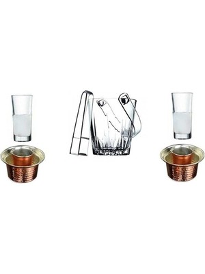 Astraltech Pasabahce 6 Parça Meşrubat Rakı Bardak Bakır Ehlikeyf Buz Kovası Seti 869541202214456