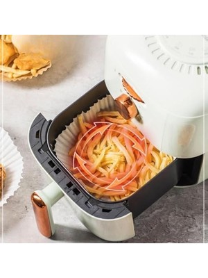 Marsilyan 50 Adet Air Fryer Pişirme Kağıdı Tek Kullanımlık Yağ Geçirmez 23 cm Yuvarlak Pişirme Kağıdı Xxl