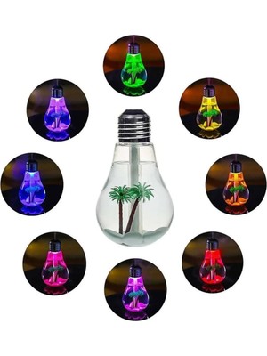 Astraltech Mobee Ampul Şekilli Oda/hava Nemlendirici USB Su Hazneli Sıcak Soğuk Buharlı 7 LED Işıklı Gece Lamb
