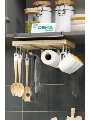 Astraltech Paslanmaz Kupa Fincan Askılı Kesme Tahtası Raflı Mutfak Tezgah Üstü Organizer Raf Stand Krom