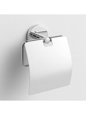 Astraltech Gümüş Krom Kapaklı Wc Kağıt Aparatı Vidalı Paslanmaz Metal Duvar Tuvalet Kağıtlık Banyo Aksesuarı