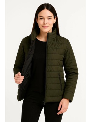 Mrayss  Bomber Mont Ceket – Su Itici Kumaş, Kapitone Astarlı, Fermuarlı, Kışlık - Haki