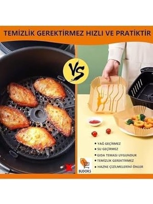 Marsilyan Airfryer Pişirme Kağıdı 50 Adet Airfrey Yagli Kagit Pisirme Kagidi Fritoz Air Fryer Hava Fritözü