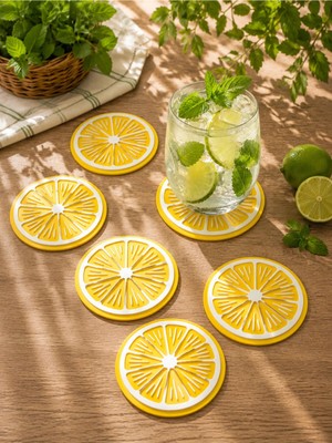 Mazaka Studio Limon Dilimi Bardak Altlığı 6’lı Set