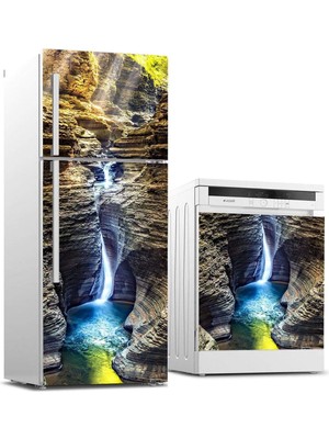 Astraltech Buzdolabı ve Bulaşık Makinası Beyaz Eşya Sticker Kaplama Şelale Kanyon