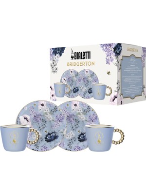 Astraltech Bialetti Bridgerton 2 Fincan ve 2 Tabak Seti, Porselen, 80 ml