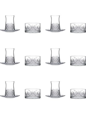 Astraltech Pasabahce Paşabahçe Timeless Heybeli Model 18 Parça Çay Seti (Çay Bardaği Çay Tabaği Çerezli̇k)
