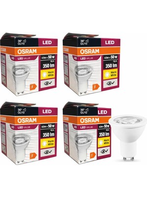 Astraltech Osram 4,5W GU10 LED Ampul - 350 Lumen, 3000K Sarı Işık, 36° Işık Açısı, 15.000 Saat Ömür, Enerji ve