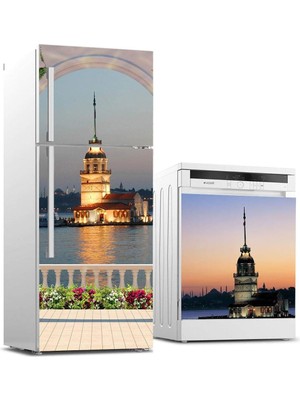 Astraltech Buzdolabı ve Bulaşık Makinası Beyaz Eşya Sticker Kaplama Kız Kulesi