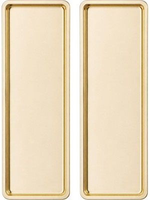 Astraltech Paslanmaz Çelik, Dikdörtgen Sunum Tepsisi, Gold, 33X13 Cm, Düz, Çay, Kahve, Pasta Sunum, 2 Adet
