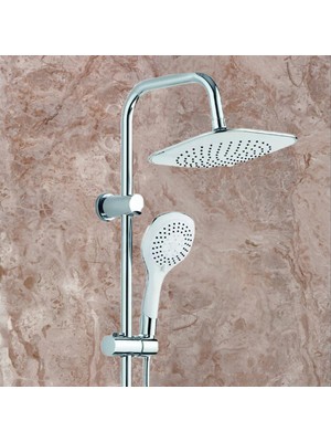 Astraltech Robot Tepe Duş Seti Takımı Shower Yağmurlama Kare Banyo Masaj Duş Başlığı Sistemi Beyaz Krom