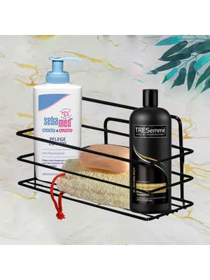 Astraltech BADEM10 Banyo Duş Rafı Şampuanlık Köşelik Kare Siyah Tek Katlı Malzemelik Organizer Düzenleyici Mut