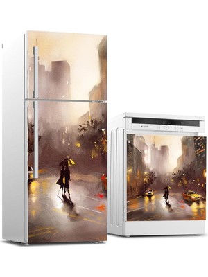 Astraltech Buzdolabı ve Bulaşık Makinası Beyaz Eşya Sticker Kaplama Yağlıboya Newyork