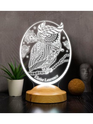 Astraltech Baykuş Tasarımlı Kişiye Özel 3D LED Gece Lambası – Dekoratif Lamba, Baykuş Severlere Masa Lambası,