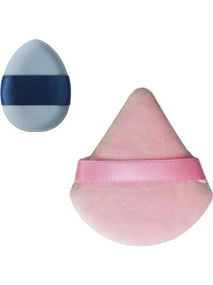 Astraltech 1 Adet Mavi Mini ve 1 Adet Pembe Üçgen Kozmetik Puf Parmak Yüz Makyaj Göz Altı Kapatıcı Kuru Islak
