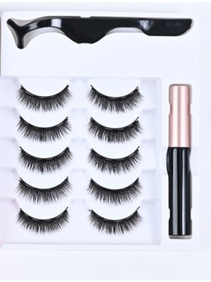 Astraltech 3D 10 Adet Takma Kirpik Seti 5 Çift + Likit Eyeliner Yapıştırıcı ve Kirpik Cımbızı Hediye