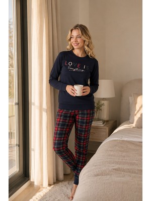 Guava Homewear Kadın Ev Giyimi Bisiklet Yaka Bilek Manşet/lastikli 2 Iplik Cepli Kışlık Jogger Eşofman Pijama Takımı