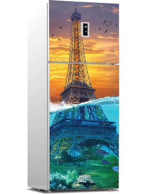 Astraltech Buzdolabı Sticker Kaplama Dolap Kaplama Etiketi Batık Eyfel