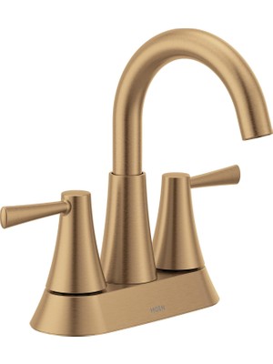 Astraltech Moen Ronan Bronzlaştırılmış Altın Iki Kulplu 4" Centerset Modern Banyo Bataryası Push-Down Drenajlı