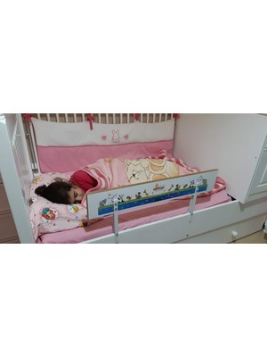 Astraltech Agubugu Baby AGU-088-8-3-DSN Hayvan Desenli Ahşap Yatak Bariyeri 80X30, Beyaz