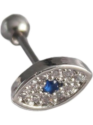 Astraltech 316L Çelik Gümüş Renk Zirkon Taşlı Göz Tragus Piercing - TJ-PR1253