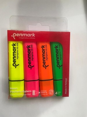 Astraltech Penmark Neon Fosforlu Kalem HS-505, Sarı, Pembe, Turuncu, Yeşil, Kesik Uç, 1-5 Mm, 4'lü Set
