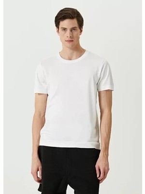 Mrayss  Unisex Basic Bisiklet Yaka Regular T-Shirt - Beyaz