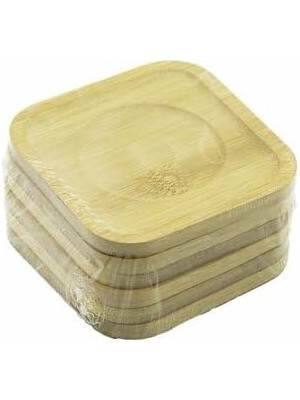 Astraltech Bambu ve Ahşap Çay Tabağı, Kare, 9.7 x 9.7 Cm, 6 Adet