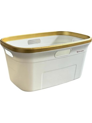 Astraltech Dört Taraftan Tutulabilen Gold Çamaşır Sepeti - 20 Litre Çamaşır Selesi - Kirli Çamaşır Sepeti - Pp