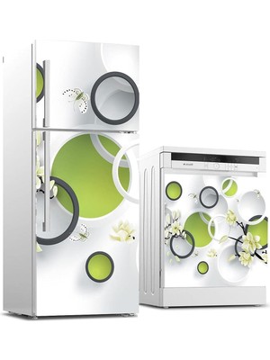 Astraltech Buzdolabı ve Bulaşık Makinası Beyaz Eşya Sticker Kaplama 3D Yeşil Yuvarlak