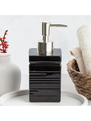 Astraltech Porsima 3206 Seramik Sıvı Sabunluk - Tezgah Üstü Banyo Mutfak Lavabo Sabunluğu - 275 cc Siyah
