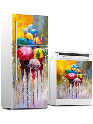 Astraltech Buzdolabı ve Bulaşık Makinası Beyaz Eşya Sticker Kaplama Yağmurlu Gün