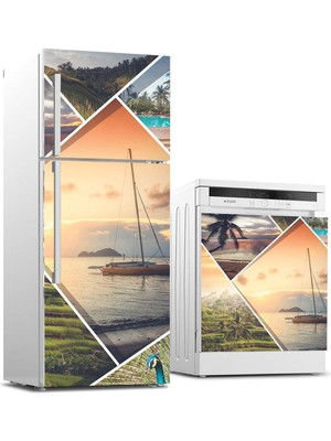 Astraltech Buzdolabı ve Bulaşık Makinası Beyaz Eşya Sticker Kaplama Seyehat Kolaj
