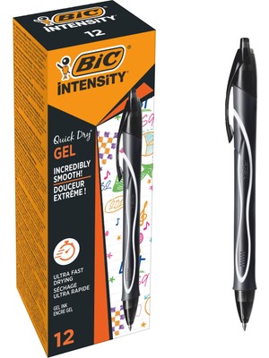 Astraltech Bic Gel-Ocity Quick Dry Hizli Kuruyan Jel Kalem 12'li Kutu Siyah, 0.7 mm Orta Kalınlıkta Uç, Hızlıc