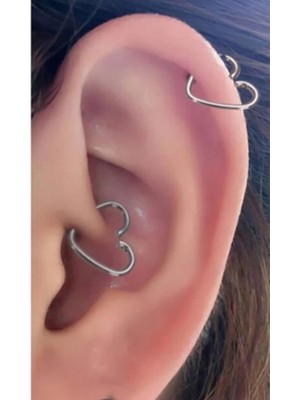 Astraltech Çelik Kalp Figürlü Helix Daith Piercing, Gümüş1