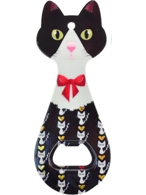 Astraltech Miyav Kedi Şeklinde Mıknatıslı Şişe Kapak Açacağı, Buzdolabı Magnet Pembe, 5.5X14 Cm, Seramik Kapla