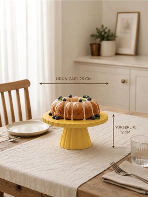 Mazaka Studio Kek Pasta Sunum Standı Cupcake Standı 20 cm Sarı
