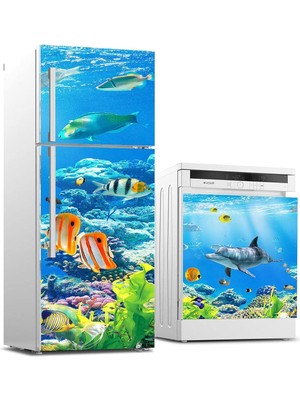 Astraltech Buzdolabı ve Bulaşık Makinası Beyaz Eşya Sticker Kaplama Denizaltı Balıklar