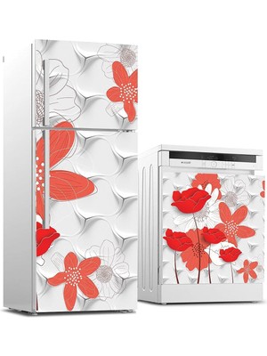 Astraltech Buzdolabı ve Bulaşık Makinası Beyaz Eşya Sticker Kaplama 3D Dekor Çiçek