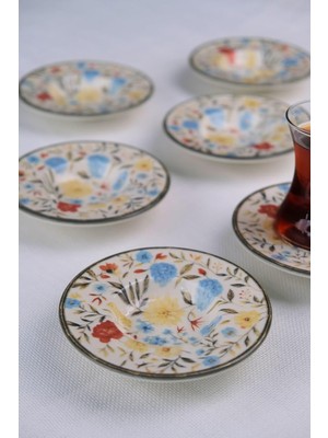 Astraltech Tabakevi Tabak Evi Porselen Fiori Çay Tabağı Seti 12CM 6 Parça BNS6CTPRS1217