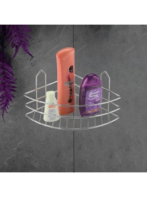 Astraltech BADEM10 Banyo Duş Rafı Şampuanlık Köşelik Oval Krom Tek Katlı Malzemelik Organizer Düzenleyici Mutf