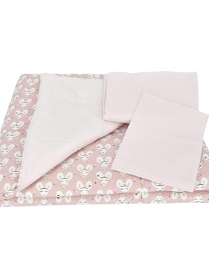 Astraltech Bebek El Yapımı Fare Desenli Yorgan Çarşaf ve Yastıklı Üçlü Set (Desen 1)