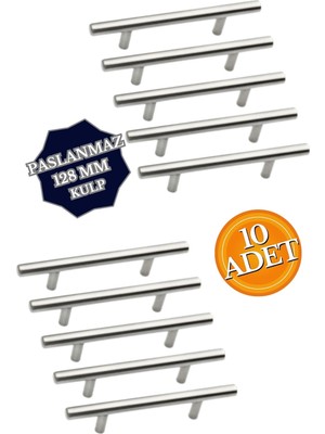 Paslanmaz Metal Kulp, Inox Dolap Çekmece Mobilya Kulbu, Tv Ünitesi Yatak Odası Vestiyer Mutfak Için (128 Mm, Adet, 10)