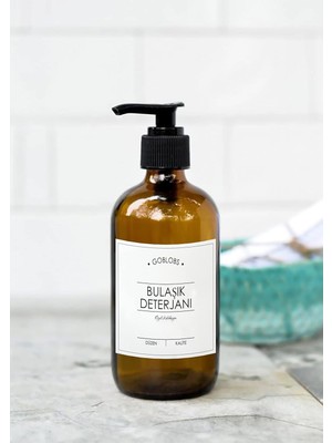 Astraltech 500ML Amber Kahverengi Cam Şişe Bulaşık Deterjanı Beyaz Etiketli (Kahverengi)
