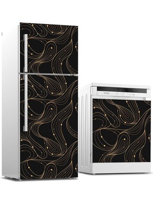 Astraltech Buzdolabı ve Bulaşık Makinası Beyaz Eşya Sticker Kaplama Siyah Çizgiler
