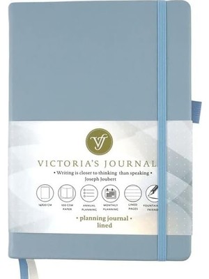 Astraltech Victoria's Journals Venzi Sert Kapak Planlayıcı Defter 14X20 cm 100GR. Krem 96 Yaprak Mavi Çizgili